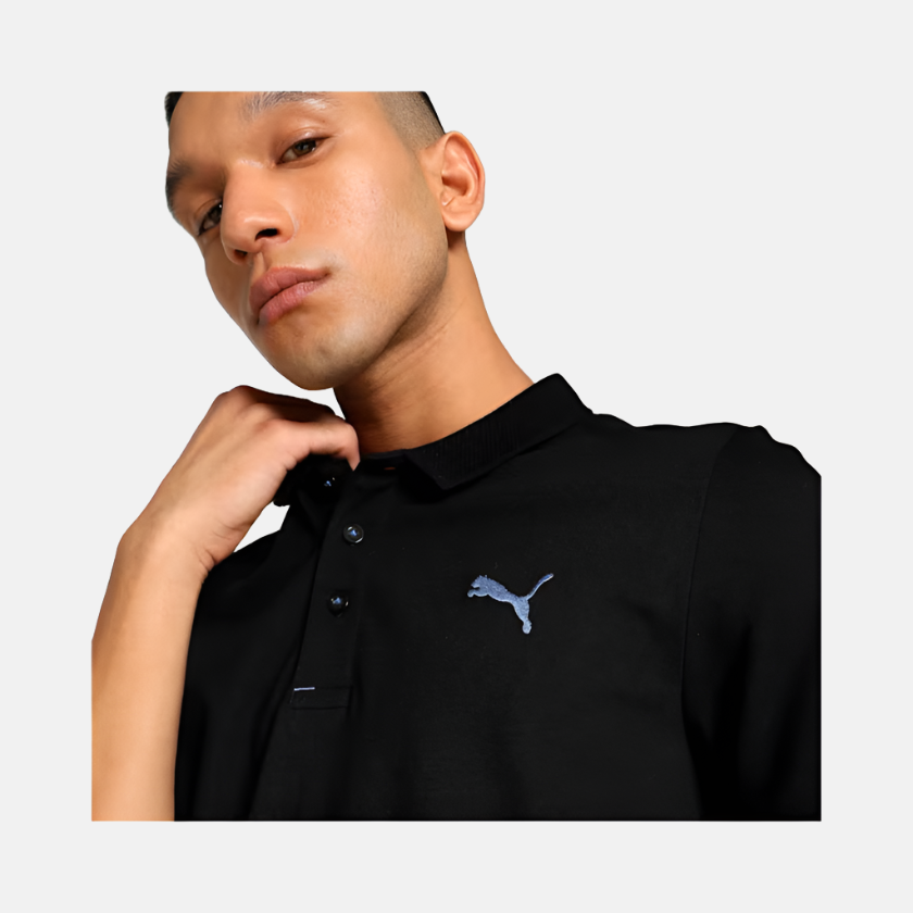 Puma Jacquard Collar Slim Fit Polo T-shirt -Black