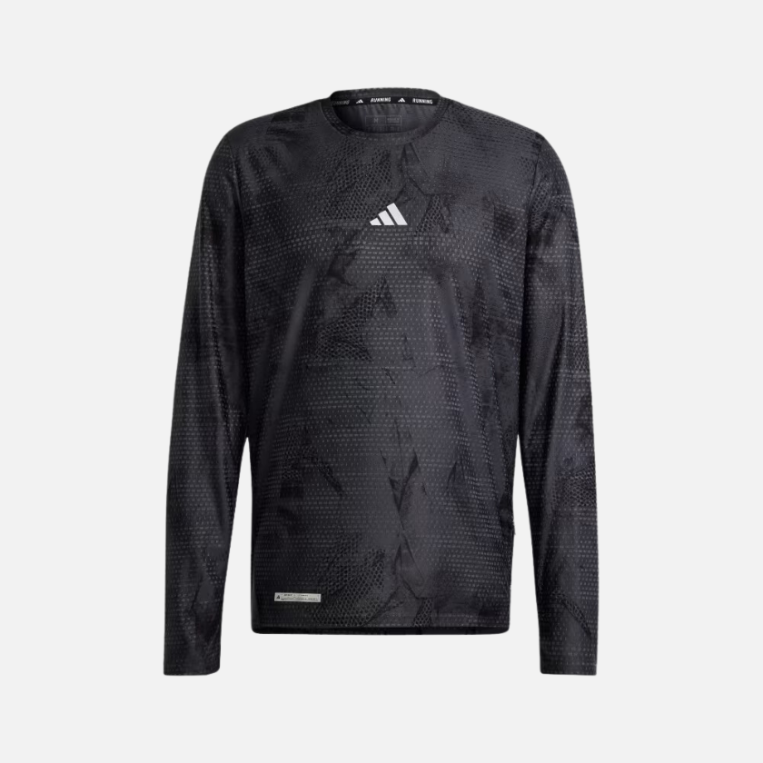 Adidas Ultimate Allover Print Long sleeve Men's Running T-shirt -Carbon/Black