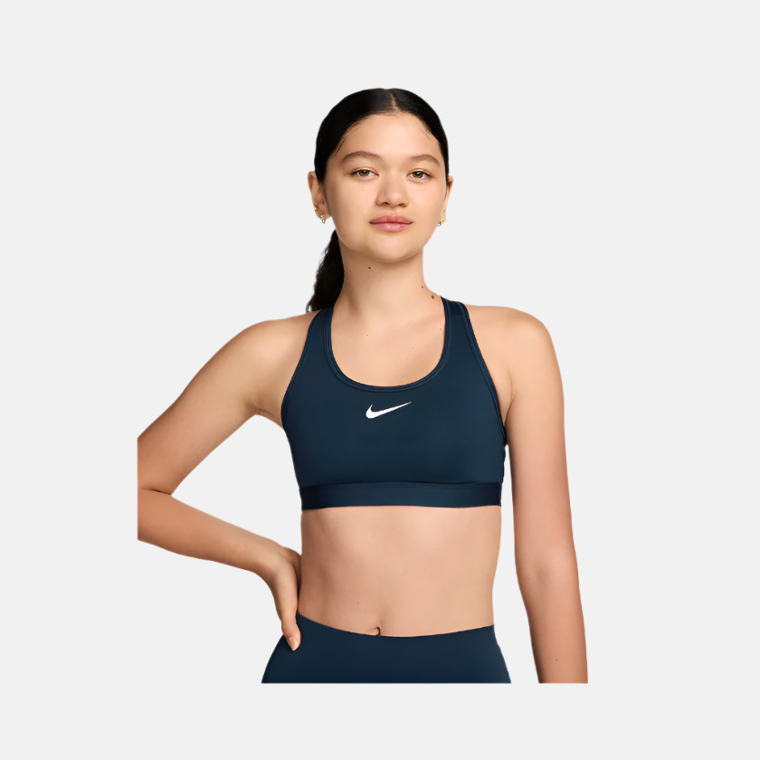 Nike Swoosh Medium-Support Padded Women's Sports Bra -Armoury Navy/White