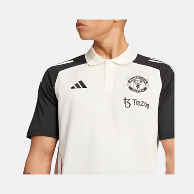 Adidas Manchester United Tiro 24 Men's Polo T-Shirt -Off White/Black