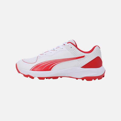 Puma Unisex-Adult 24 Fh Rubber Cricket Shoes -White-Red
