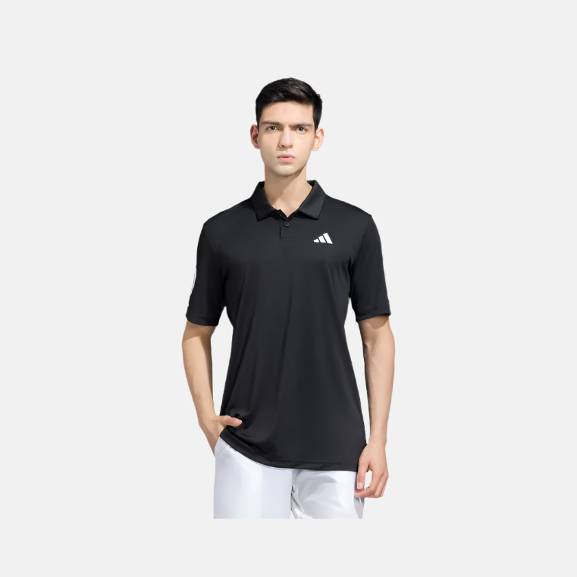 Adidas 3 Stripes Men's Tennis Polo T-shirt -Black