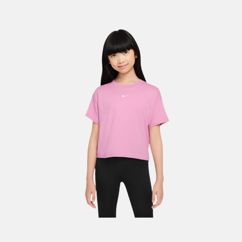 Nike Sportswear Essential Big Kids Girls T-Shirt -Magic Flamingo