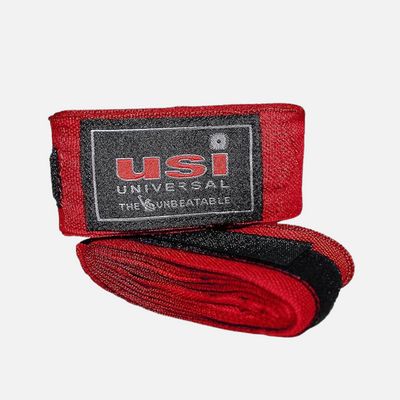 USI Universal Cotton Hand Wraps and Support 4.55m (180") -Black/Blue/Red