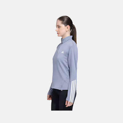 Adidas Hyperglam Quarter-Zip Women's Training Track Top -Silver Violet/White