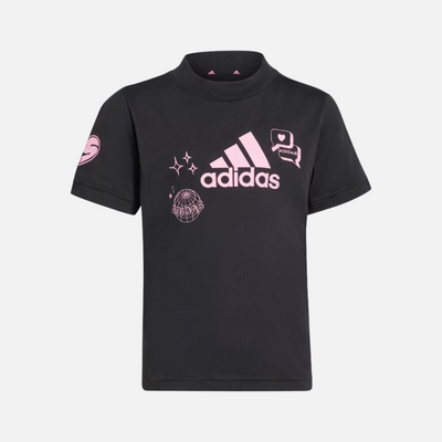 Adidas Brand Graphic Kids Unisex T-shirt (3-8 Years) -Black/Bliss Pink
