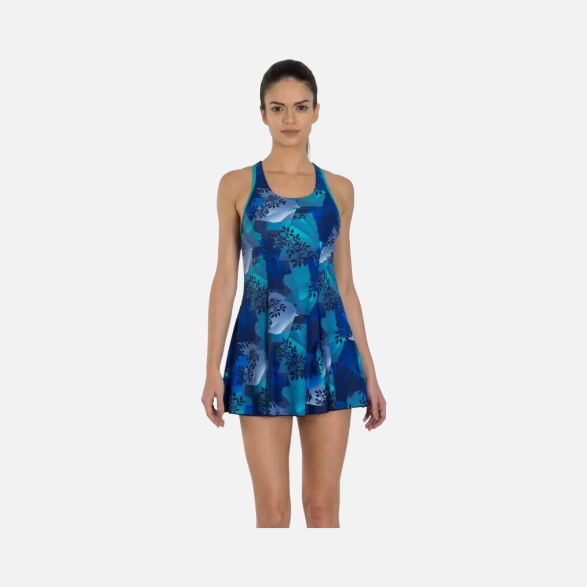 Speedo Allover Print Racerback Women's Swimdress -Navy/jade/Danube