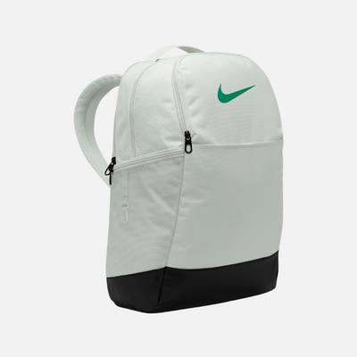 Nike Brasilia 9.5 Training Backpack (Medium, 24L) - Light Silver/Black/Stadium Green