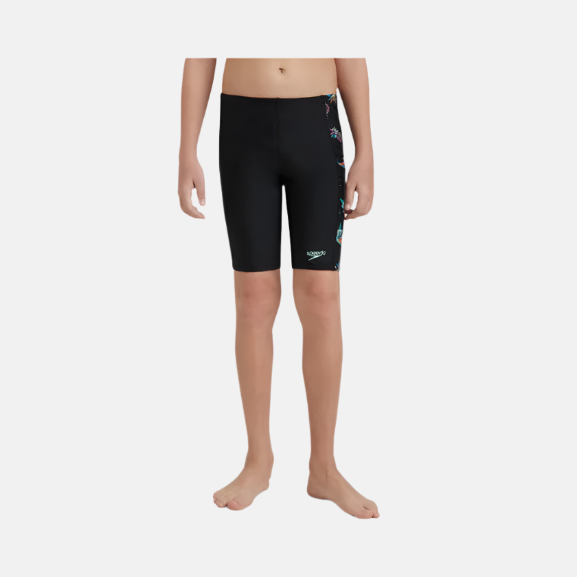 Speedo Endurance10 Side Panel Digital Print Boy's Jammer -Black/Anthracite/Arctic Glass