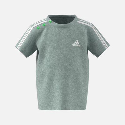 Adidas 3 Stripes Kids Boy T-shirt (0-4Years)-Medium Grey Heather/White