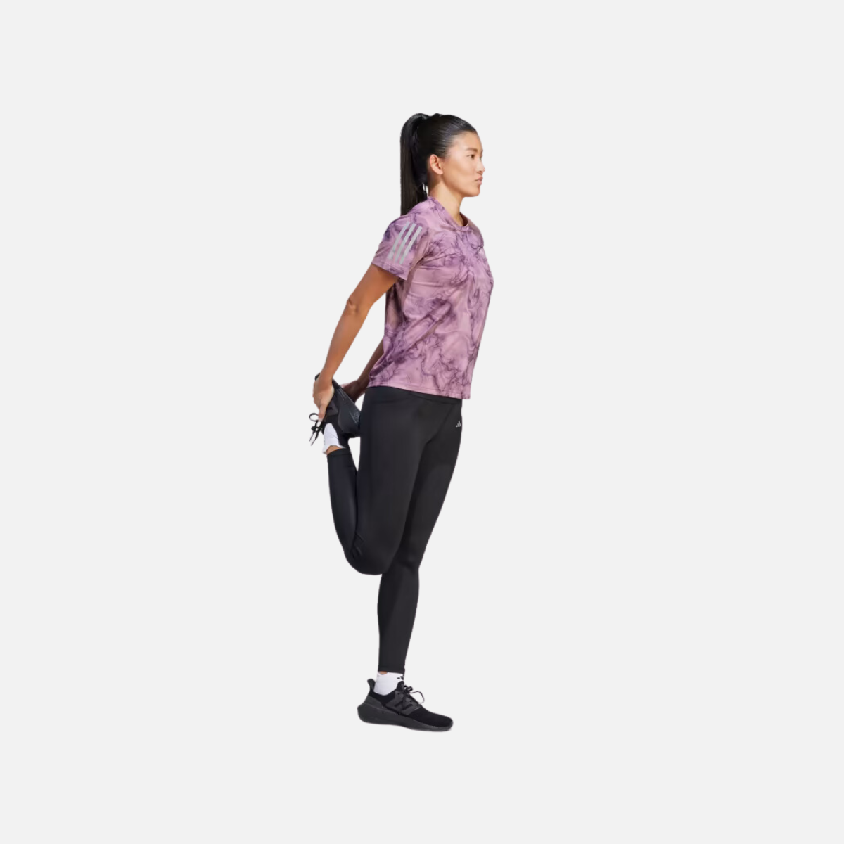 Adidas Own The Run Allover Print Women's Running T-shirt -Wonder Orchid/Black