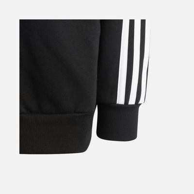 Adidas Essentials 3 Stripes Kids Unisex Zip Hoodie (3-8 Years) -Black / White