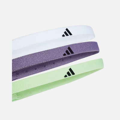 Adidas Multiple Width Training Unisex Headband 3 Per Pack -Semi Green Spark/Shadow Violet/White