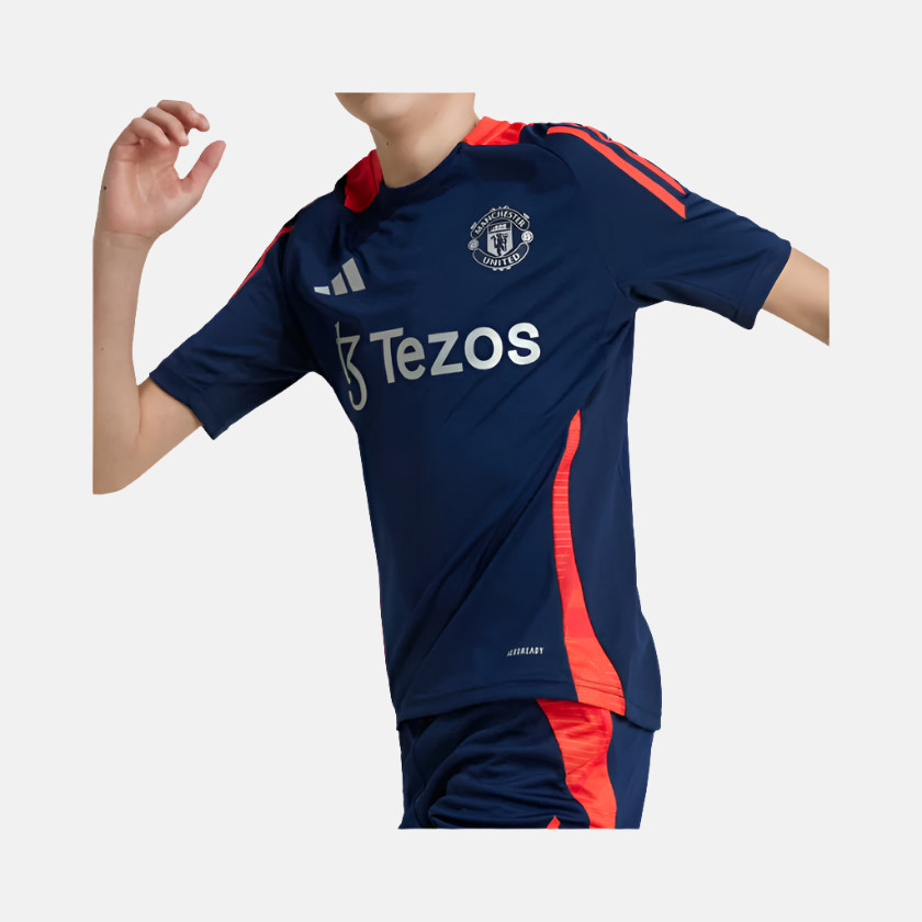 Adidas Manchester United Tiro 24 Kids Unisex Football Training Jersey (7-16 Years) -Night Indigo/Bright Red