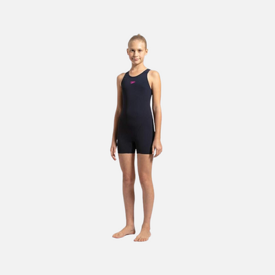 Speedo Kids Girls Essential Endurance+ Legsuit -Navy/Electric Pink