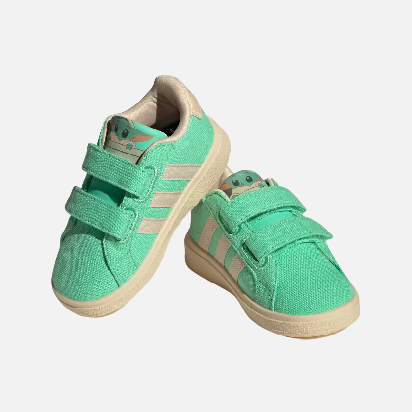 Adidas Grand Court x Disney Grogu Kids Unisex Shoes (0-3Year) -Green Glow/Sand Strata