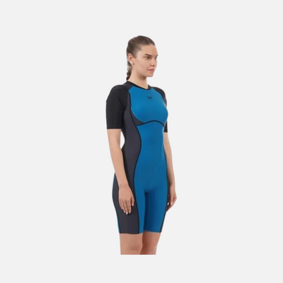 Speedo Essential Splice Kneesuit Women's Swimsuit -Nordic Teal/Oxid Grey/Black