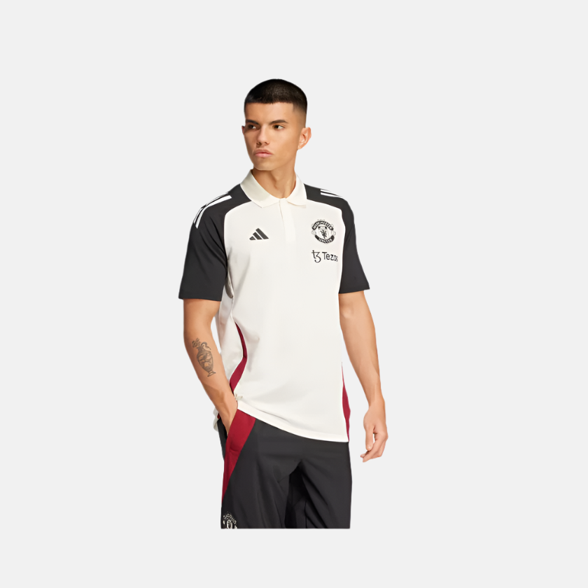 Adidas Manchester United Tiro 24 Men's Polo T-Shirt -Off White/Black