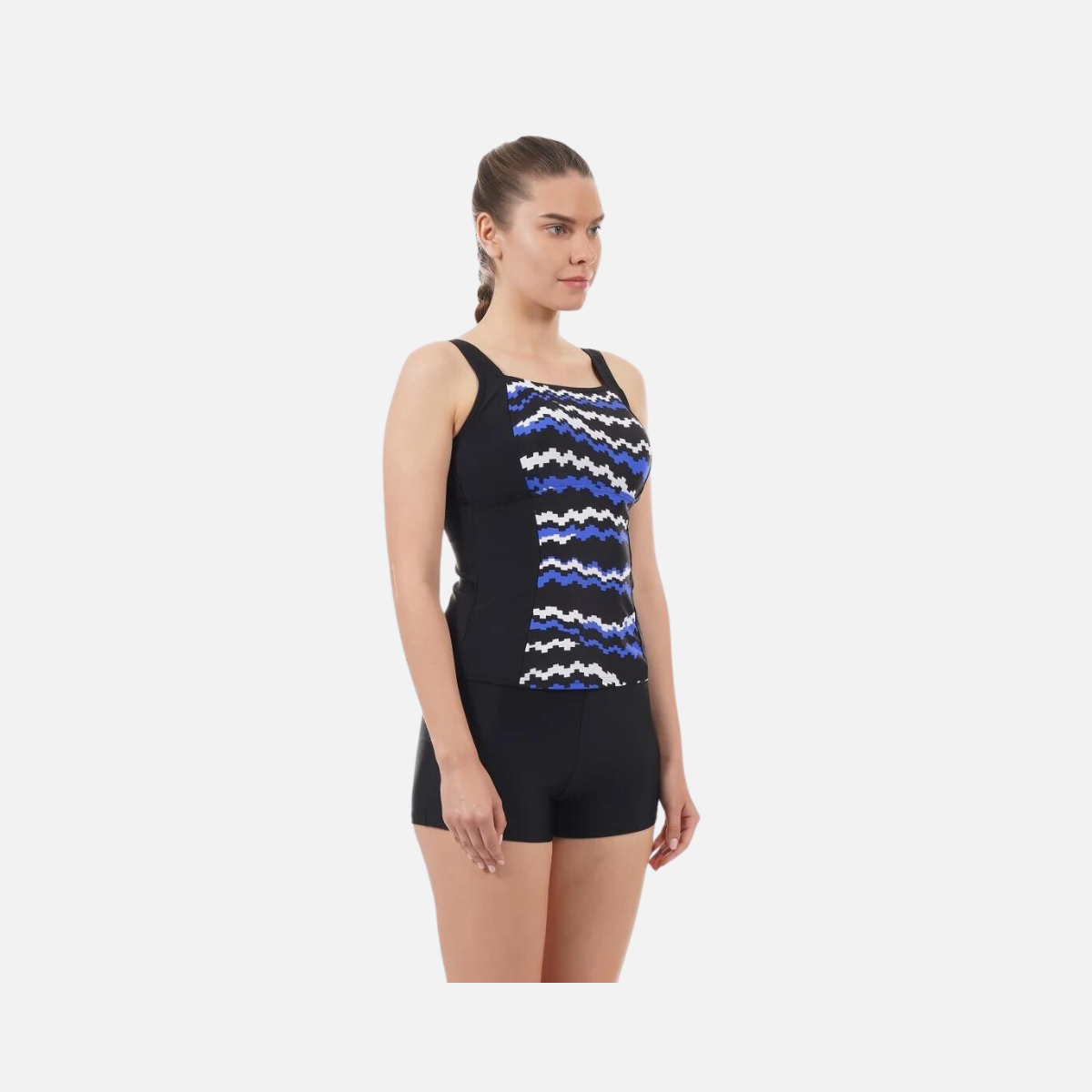 Speedo Penny Tankini Women's Swimwear 2pc -Black/White/Chroma Blue