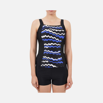 Speedo Penny Tankini Women's Swimwear 2pc -Black/White/Chroma Blue