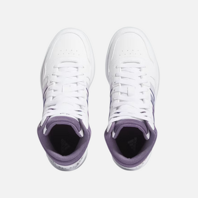 Adidas Hoops 3.0 Mid Women's Basketball Shoes -Cloud White/Silver Dawn/Silver Violet