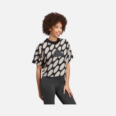 Adidas Marimekko future lcons 3 Stripes Women Sportswear T-Shirt -Light Brown/Black/Grey Six