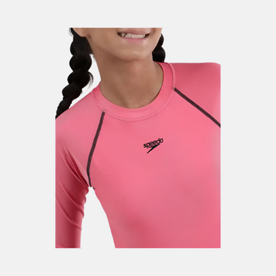 Speedo Recycled Endura Brite Long sleeve Girl's Suntop - Fandango Pink/True Navy