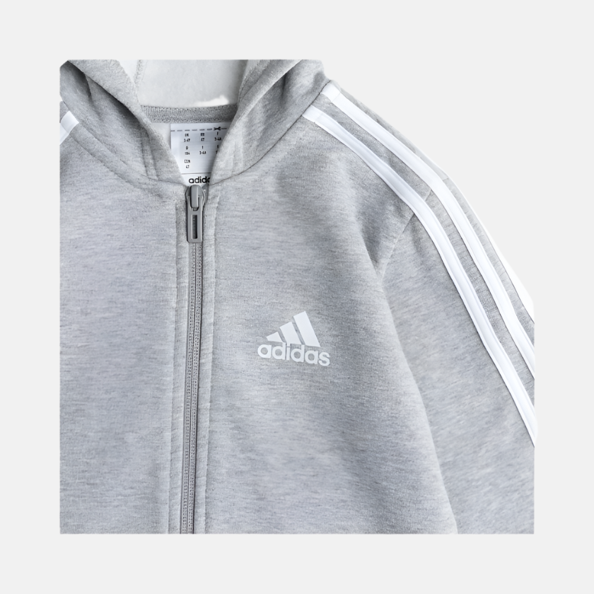 Adidas I 3 Stripes Hooden Full sleeve Kids Unisex Set (6-4Years) -Medium Grey Heather