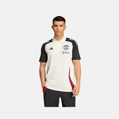 Adidas Manchester United Tiro 24 Men's Polo T-Shirt -Off White/Black