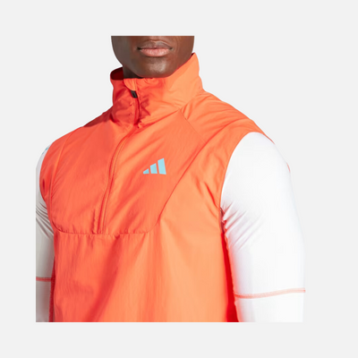 Adidas Adizero Half-Zip Men's Running Vest -Bright Red