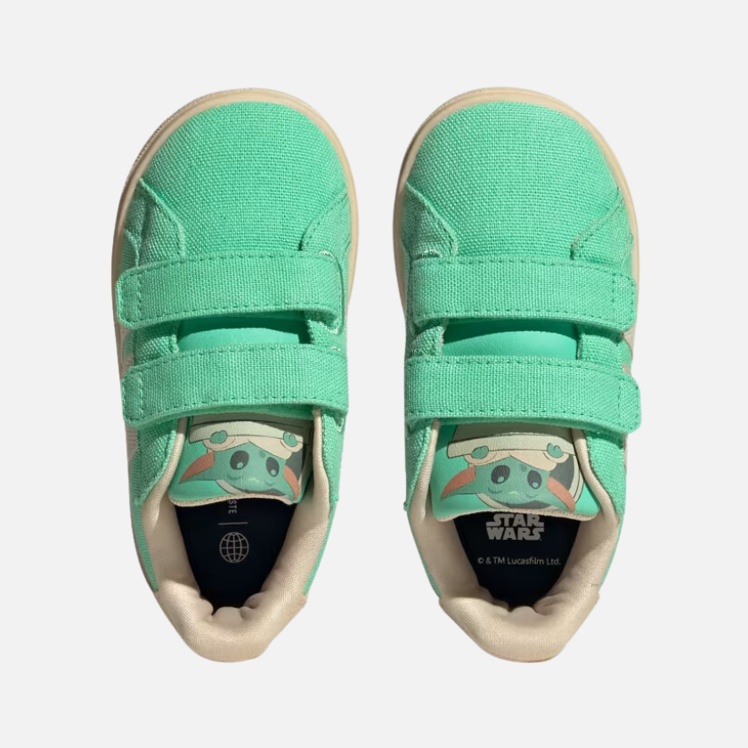 Adidas Grand Court x Disney Grogu Kids Unisex Shoes (0-3Year) -Green Glow/Sand Strata