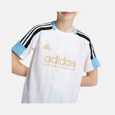 Adidas Tiro Nations Pack Kids Unisex T-shirt (7-16Year) -White/Light Blue/Black/Hazy Beige