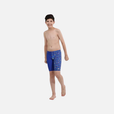 Speedo All Over Digital Printed Junior Kids Swimming Jammer -True Cobalt/White