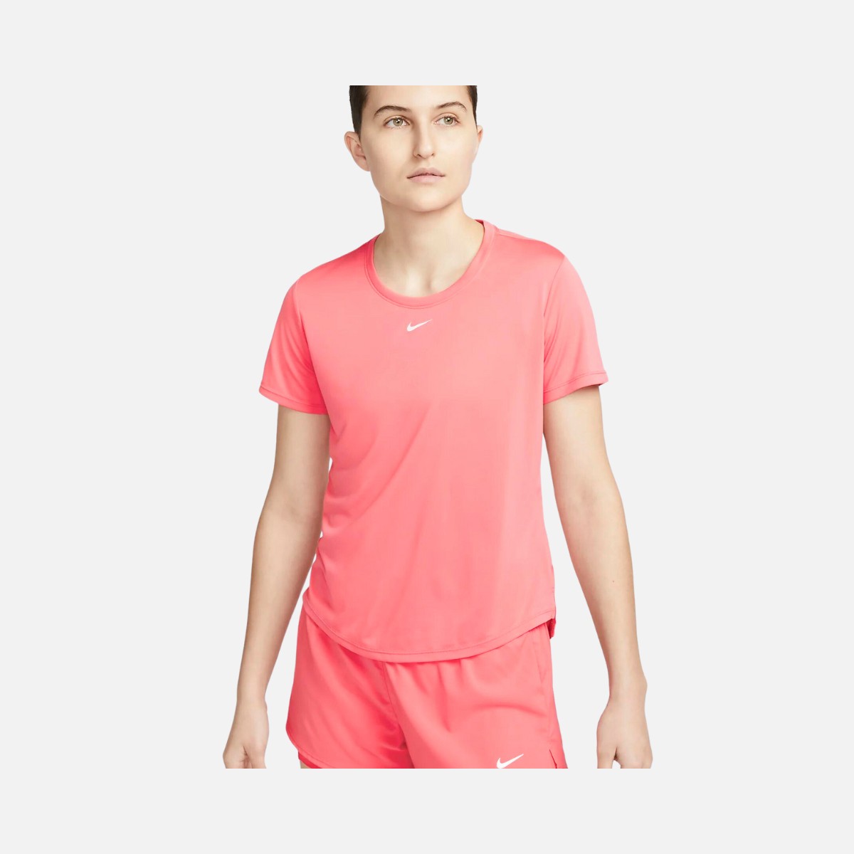 Nike Dri-Fit One Women's Standard-Fit Short-Sleeve Top-Sea Coral/White