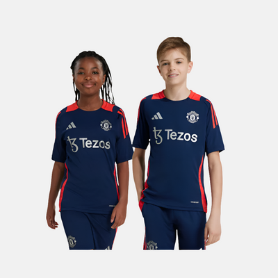 Adidas Manchester United Tiro 24 Kids Unisex Football Training Jersey (7-16 Years) -Night Indigo/Bright Red