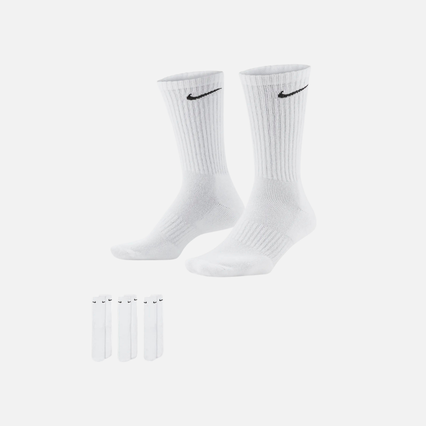 Nike Everyday Cushioned Training Crew Socks (3 Pairs) -White/Black
