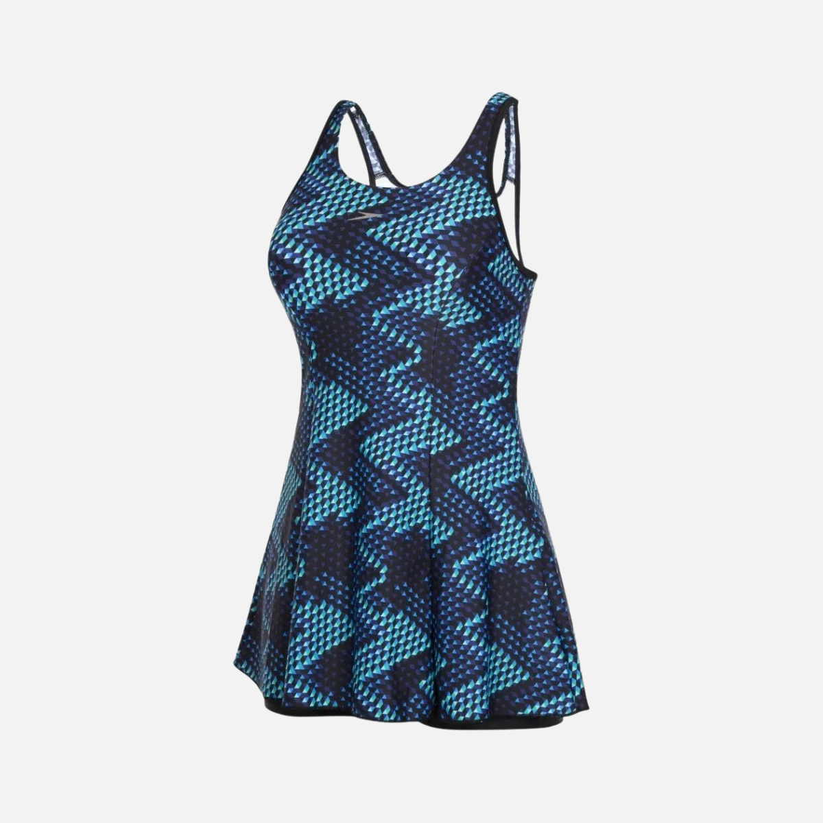 Speedo AOP Racerback Women's Contrast Boyleg Swimdress -Black/Chroma Blue/Aqua Splash