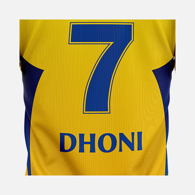 Chennai Super King 2024 Dhoni 7 Official Match Adult Half Sleeve Jersey -Yellow