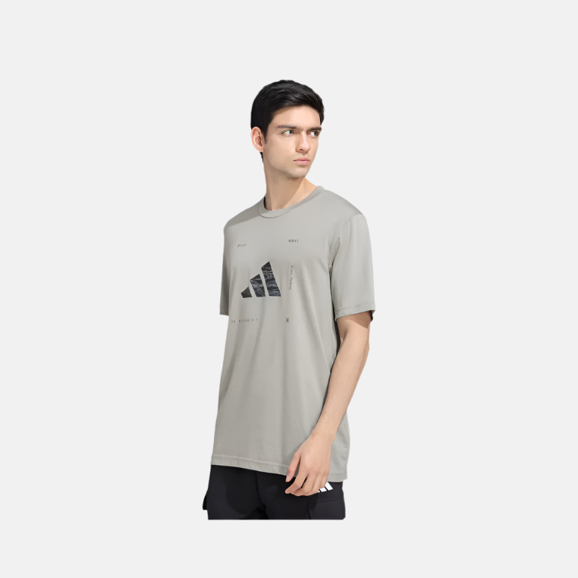 Adidas M Box Logo Men's Training T-shirt -Silver Pebble