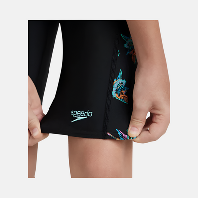 Speedo Endurance10 Side Panel Digital Print Boy's Jammer -Black/Anthracite/Arctic Glass