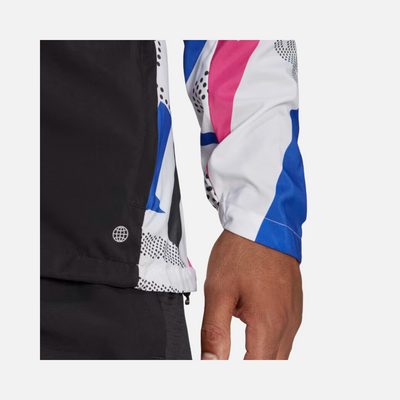 Adidas Own The Run Men's Running Jacket -Black/White/Lucid Fuchsia/Lucid Blue