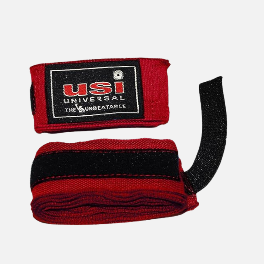 USI Universal Cotton Hand Wraps and Support 4.55m (180") -Black/Blue/Red