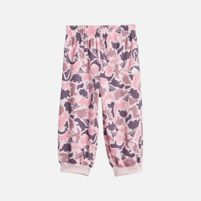 Adidas Dino Camo Allover Print Kids Unisex Jogger Set (3-4 Years) -Clear Pink/White