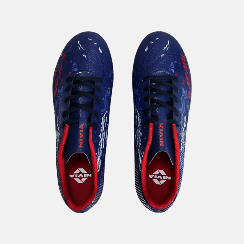 Nivia Safari Men's Football Shoes -Navy Blue/Red