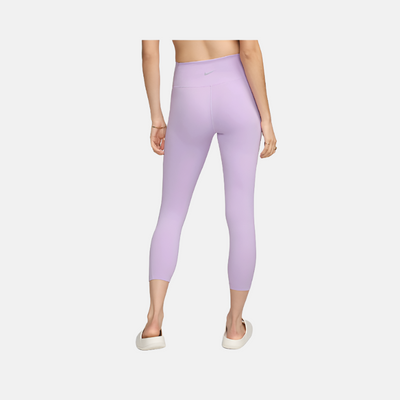 Nike One Women's High-Waisted 7/8 Leggings with Pockets - Lilac Bloom/Black