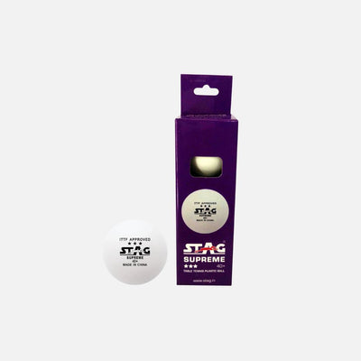 STAG 3 Star Supreme Table Tennis Plastic Ball Pack of 3 (White)