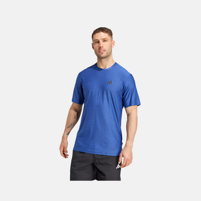 Adidas Train Essentials Stretch Men's Training T-shirt -Semi Lucid Blue Mel/Black