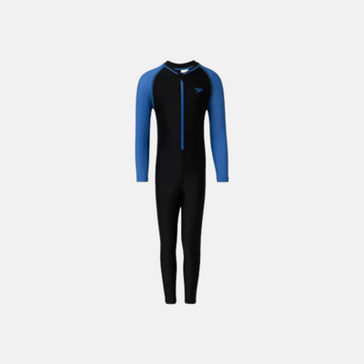 Speedo Boys Endurance10 Color Block All-In-One Swimsuit – Black/Turkish Sea