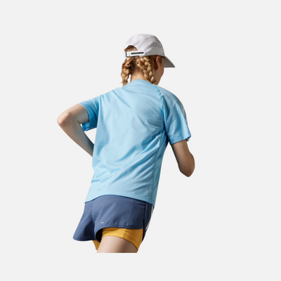Adidas Own The Run 3 Stripes Women's Running T-shirt -Blue Blink