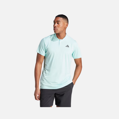 Adidas Club Henley Men's Tennis T-shirt -Semi Flash Aqua